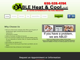 HVAC Company Before Website Redesign