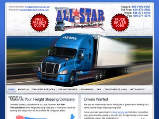 All Star Transporation Website After Website Redesign