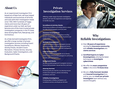 Investigations Company Brochure Design Services