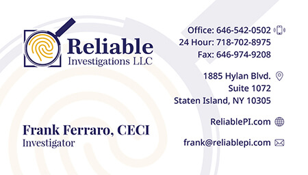 Reliable Investigations Business Card Design